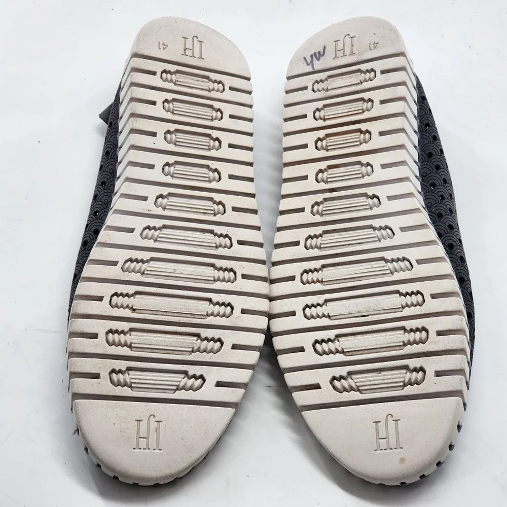 Women's Ilse Jacobsen Tulip Gray Perforated Slip-On‎ Flats Size 41 10